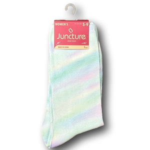 3/$15 Pastel Tye-Dye Stripes Funny Novelty Crew Socks - NWT